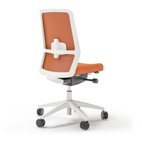 Narbutas SURF - Task Chair, Mesh Upholstered Backrest, Color Orange, White 5-star Fiberglass Reinforced Plastic Base With Polyamide Castors | Desk Use-1