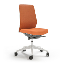 Narbutas SURF - Task Chair, Mesh Upholstered Backrest, Color Orange, White 5-star Fiberglass Reinforced Plastic Base With Polyamide Castors | Desk Use