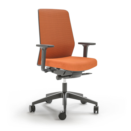 Narbutas SURF - Task Chair, Mesh Upholstered Backrest, Color Orange, Black 5-star Fiberglass Reinforced Plastic Base With Polyamide Castors | Multi-purpose Offices