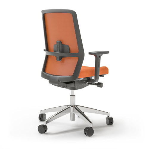 Narbutas SURF - Task Chair, Mesh Upholstered Backrest, Color Orange, Polished Aluminium 5 Star Base With Rubber Castors | Practical Design Work Seating-1