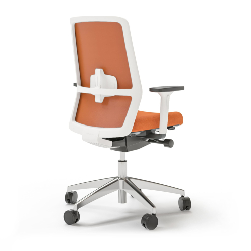Narbutas SURF - Task Chair, Mesh Upholstered Backrest, Color Orange, Polished Aluminium 5 Star Base With Rubber Castors | Office Environments-1