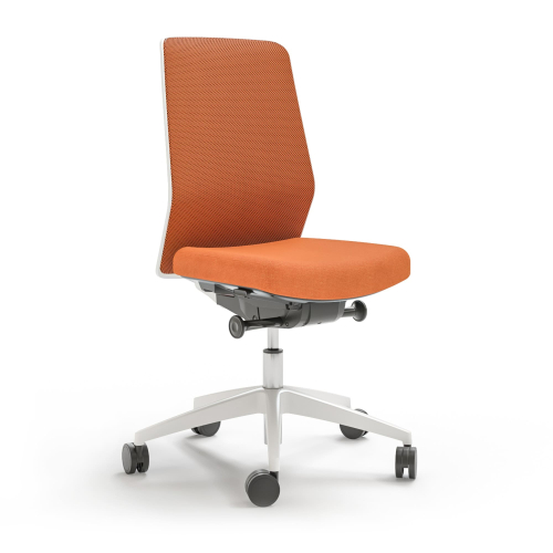 Narbutas SURF - Task Chair, Mesh Upholstered Backrest, Color Orange, White 5-star Fiberglass Reinforced Plastic Base With Polyamide Castors | Breathable Back