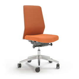 Narbutas SURF - Task Chair, Mesh Upholstered Backrest, Color Orange, Polished Aluminium 5 Star Base With Rubber Castors | Practical Design