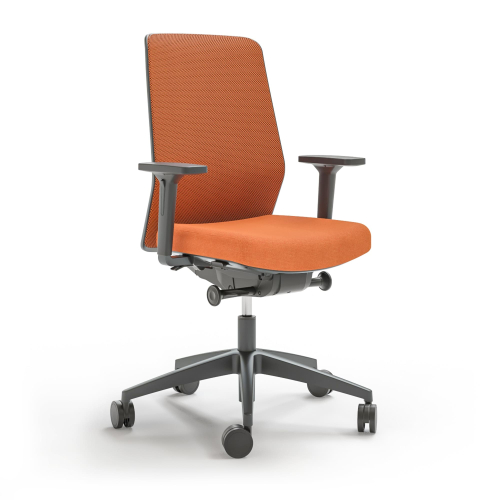 Narbutas SURF - Task Chair, Mesh Upholstered Backrest, Color Orange, Black 5-star Fiberglass Reinforced Plastic Base With Polyamide Castors | Workstations