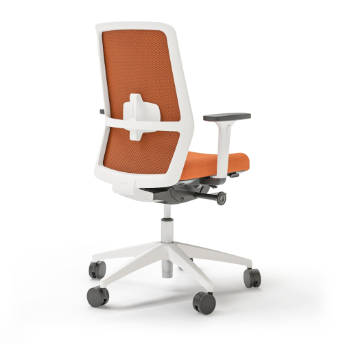 Narbutas SURF - Task Chair, Mesh Upholstered Backrest, Color Orange, White 5-star Fiberglass Reinforced Plastic Base With Polyamide Castors | Lightweight Design-1