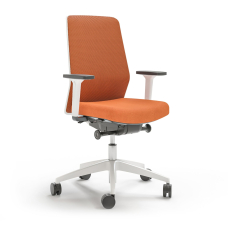 Narbutas SURF - Task Chair, Mesh Upholstered Backrest, Color Orange, White 5-star Fiberglass Reinforced Plastic Base With Polyamide Castors | Lightweight Design