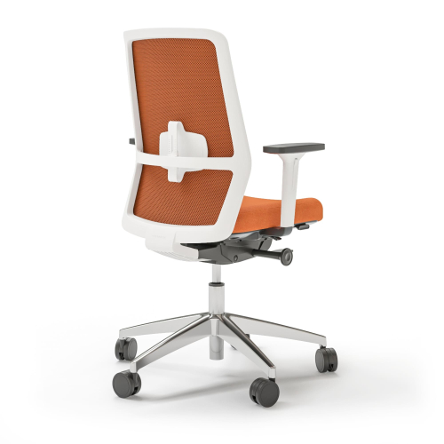 Narbutas SURF - Task Chair, Mesh Upholstered Backrest, Color Orange, Polished Aluminium 5 Star Base With Polyamide Castors | Durable Construction-1