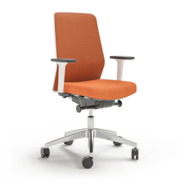 Narbutas SURF - Task Chair, Mesh Upholstered Backrest, Color Orange, Polished Aluminium 5 Star Base With Polyamide Castors | Flexible Use
