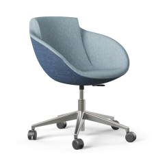 Narbutas TULA - Armchair, Color Blue, Base: Swivelling, Height Adjustable, 5 star Die-cast Polished Aluminium With Polyamide Castors | Reception Spaces