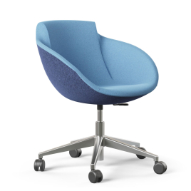 Narbutas TULA - Armchair, Color Blue, Steel Framework. Base: swivelling, Height Adjustable, 5 star Die-cast Polished Aluminium With Rubber Castors | Reception Rooms