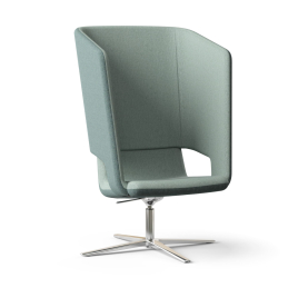 Narbutas TWIST&SIT - One-seater High Back Lounge Chair, Color Green, 4-star Base: Polished Die-cast Aluminium on Felt Glides | Home & Office