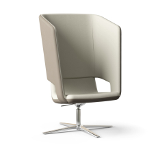 Narbutas TWIST&SIT - One-seater High Back Lounge Chair, Color Beige, 4-star Base: Polished Die-cast Aluminium on Felt Glides | Relaxed Comfort