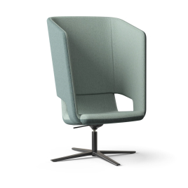 Narbutas TWIST&SIT - One-seater High Back Lounge Chair, Color Green, 4-star Base: Black Powder-coated Aluminium on Felt Glides | Commercial Spaces