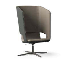 Narbutas TWIST&SIT - One-seater High Back Lounge Chair, Color Brown, 4-star Base: Black Powder-coated Aluminium on Plastic Glides | Cozy Seating