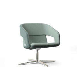 Narbutas TWIST&SIT - One-seater Low Back Lounge Chair, Color Green,  4-star Base: Polished Die-cast Aluminium on Felt Glides | Offices