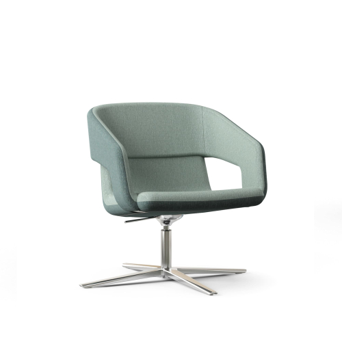 Narbutas TWIST&SIT - One-seater Low Back Lounge Chair, Color Green, 4-star Base: Polished Die-cast Aluminium on Felt Glides | Offices
