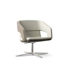 Narbutas TWIST&SIT - One-seater Low Back Lounge Chair, Color Beige, 4-star Base: Polished Die-cast Aluminium on Plastic Glides | Relaxed Seating