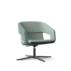 Narbutas TWIST&SIT - One-seater Low Back Lounge Chair, Color Green, 4-star Base: Black Powder-coated Aluminium on Felt Glides | Hotels & Offices