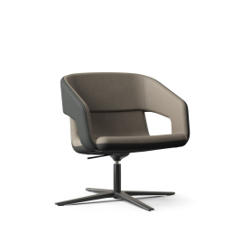 Narbutas TWIST&SIT - One-seater Low Back Lounge Chair, Color Brown, 4-star Base: Black Powder-coated Aluminium on Felt Glides | Stylish Comfort