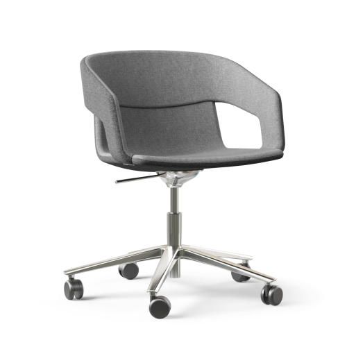 Narbutas TWIST&SIT - Armchair, Color Grey, Swivelling 5-star Die Cast Polished Aluminium Base With Polyamide Castors | Executive Offices
