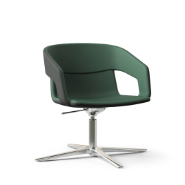 Narbutas TWIST&SIT - Armchair, Color Green, Swivel Mechanism With Height Adjustment. 4-star Base: Polished Die-cast Aluminium on Glides | Executive Offices