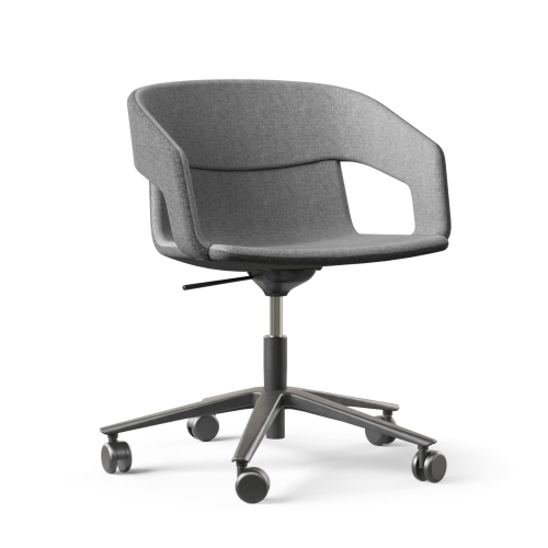 Narbutas TWIST&SIT - Armchair, Color Grey, Swivelling 5-star Black Plastic Base With Polyamide Castors | Corporate Use