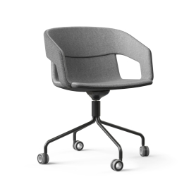Narbutas TWIST&SIT - Armchair, Color Grey, Swivelling, Pyramid Type Powder-coated Wire Steel With Rubber Free Wheel Hollow Castors For Hard Floor | Conference Areas