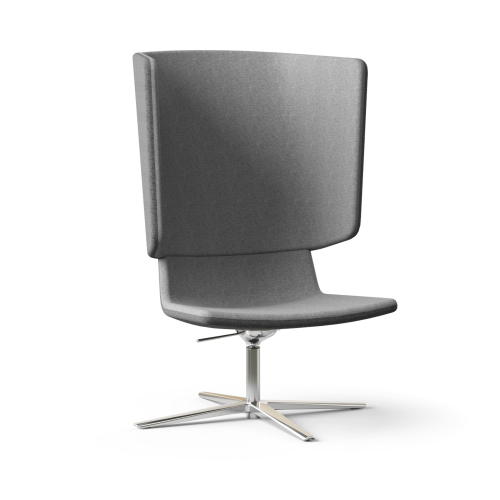 Narbutas TWIST&SIT - High Back Lounge Chair, Color Grey, Swivel Mechanism With Height Adjustment. 4-star Base: Polished Die-cast Aluminium on Glides | Office & Home