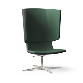 Narbutas TWIST&SIT - High Back Lounge Chair, Color Green, Swivel Mechanism With Height adjustment. 4-star Base: Polished Die-cast Aluminium on Glides | Business Centers