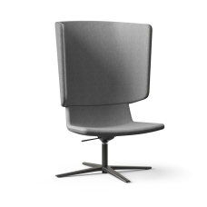 Narbutas TWIST&SIT - High Back Lounge Chair, Color Grey, Swivel Mechanism With Height Adjustment. 4-star Base: Black Powder-coated Aluminium on Glides | Reception Spaces