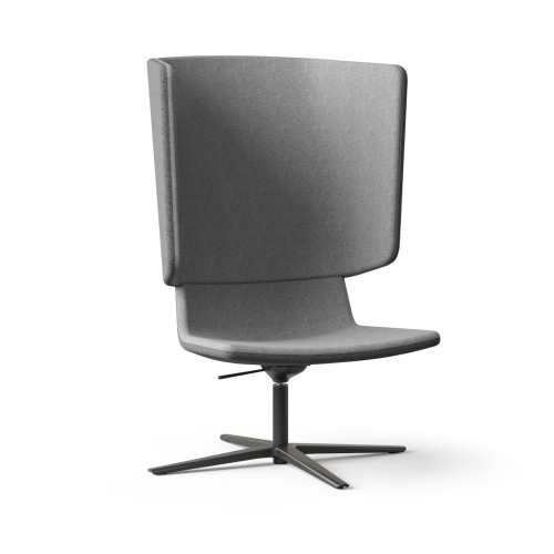 Narbutas TWIST&SIT - High Back Lounge Chair, Color Grey, Swivel Mechanism With Height Adjustment. 4-star Base: Black Powder-coated Aluminium on Glides | Reception Spaces