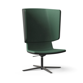 Narbutas TWIST&SIT - High Back Lounge Chair, Color Green, Swivel Mechanism With Height adjustment. 4-star Base: Black Powder-coated Aluminium on Glides | Office Environments