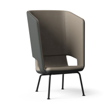 Narbutas TWIST&SIT - One-Seater High Back Lounge Chair, Color Brown, Powder-Coated Wire Steel Frame On Felt Glides | Commercial Spaces