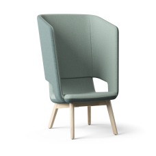 Narbutas TWIST&SIT - One-Seater High Back Lounge Chair, Color Green, Steel Framework Solid Ash Wood On Felt Glides | Hotels & Offices