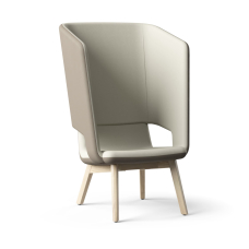 Narbutas TWIST&SIT - One-Seater High Back Lounge Chair, Color Beige, Steel Framework Solid Ash Wood On Felt Glides | Reception Spaces