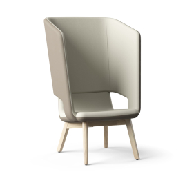 Narbutas TWIST&SIT - One-Seater High Back Lounge Chair, Color Beige, Steel Framework Solid Ash Wood On Felt Glides | Reception Spaces