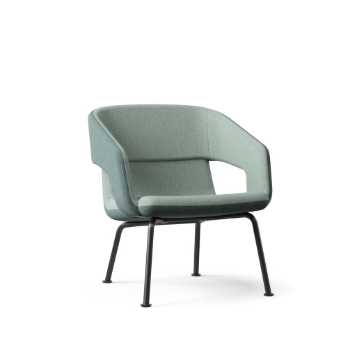 Narbutas TWIST&SIT - One-Seater Low Back Lounge Chair, Color Green, Powder-Coated Wire Steel Frame On Felt Glides | Elegant Style