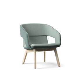 Narbutas TWIST&SIT - One-Seater Low Back Lounge Chair, Color Green, Solid Ash Wood On Plastic Glides | Lounges