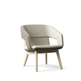 Narbutas TWIST&SIT - One-Seater Low Back Lounge Chair, Color Beige, Steel Framework Solid Ash Wood On Plastic Glides | Reception Rooms