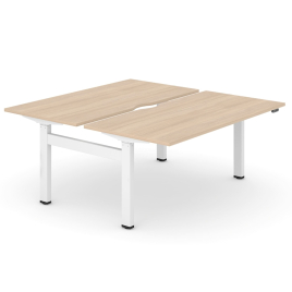 Narbutas MOTION - Electric height adjustable 2-desk bench with cut out (scallop) for wire management | Home Office Setup