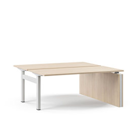 Narbutas MOTION - Electric height adjustable2-desk bench with one openmetal leg | and one panel leg | All-Day Comfort