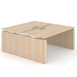 Narbutas MOTION - Electric height adjustable 2-desk bench with panel legs and cut-out for grommet | Sit-Stand Workstation