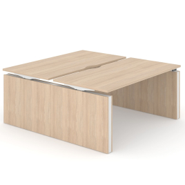 Narbutas MOTION - Electric height adjustable 2-desk bench with panel legs and sliding desktops | All-Day Comfort