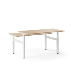 Narbutas MOTION - Electric height adjustable 2-desk bench with cut out (scallop) for wire management | Modern Design