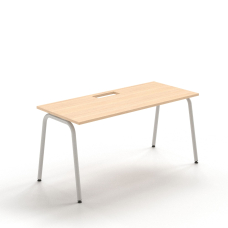 Narbutas ROUND - Desk with a cut-out for grommet, Color Beige, Grey Metal Legs | Work & Study