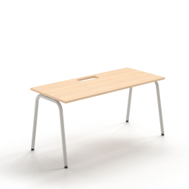 Narbutas ROUND - Desk with a cut-out for grommet, Color Beige, Grey Metal Legs | Home Office Environments