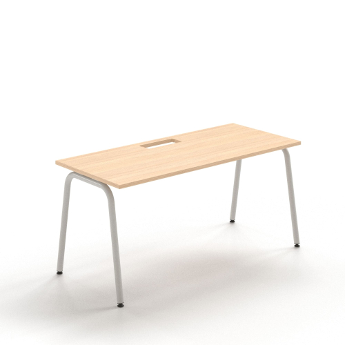 Narbutas ROUND - Desk with a cut-out for grommet, Color Beige, Grey Metal Legs | Work & Study