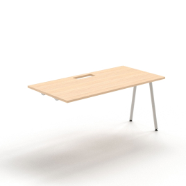 Narbutas ROUND - Supplementary unit for single row 2-desk bench with a cut-out for grommet, Color Beige, Grey Metal Legs | Home Office & Small Spaces