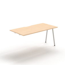 Narbutas ROUND - Supplementary unit for single row 2-desk bench with a cut-out (scallop) for wire management, Color Beige, Grey Metal Legs | Home Office & Study Rooms