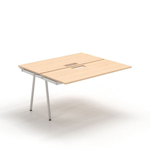 Narbutas ROUND - Supplementary unit for desk benches with cut-outs for grommet, Color Beige, Grey Metal Legs | Apartments & Home Offices